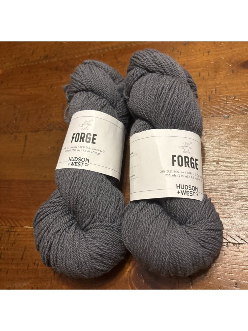 Forge Yarn Hudson & West Gray Merino Wool 7 Total Oz